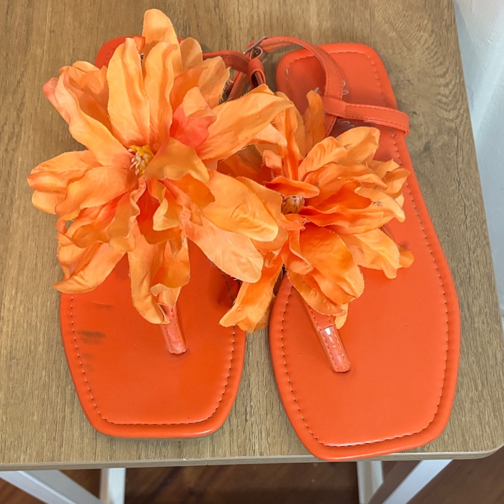 Orange Floral Sandals